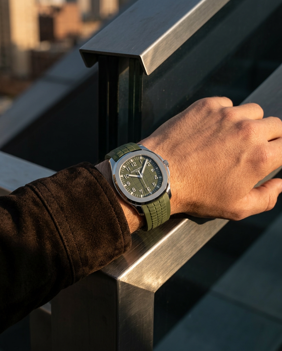 5167 automatic watch worn in warm evening light